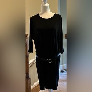 Lauren Ralph Lauren Black Long Sleeve Dress with Belt, NWT, L